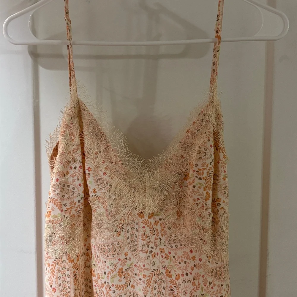 LOFT Peach and Green Floral Slip Dress - Picture 2 of 7